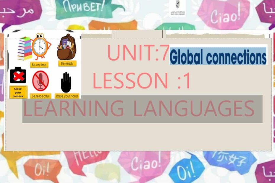 حل درس Learning languages اللغة الإنجليزية الصف الثامن - بوربوينت