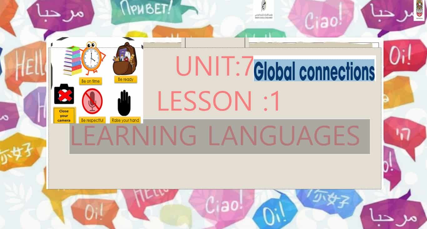 حل درس Learning languages اللغة الإنجليزية الصف الثامن - بوربوينت 