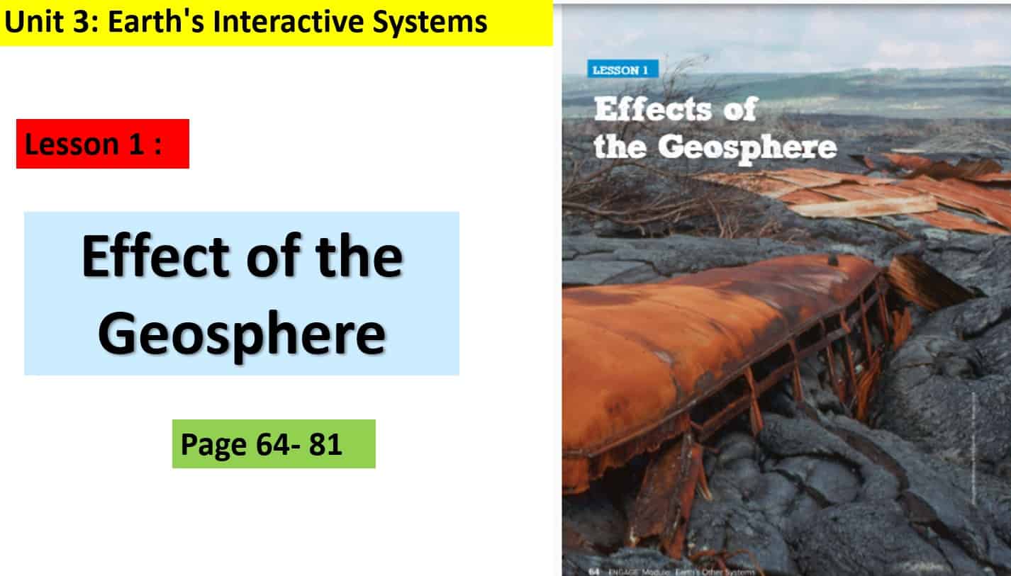 ورقة عمل Effect of the Geosphere العلوم المتكاملة الصف الخامس