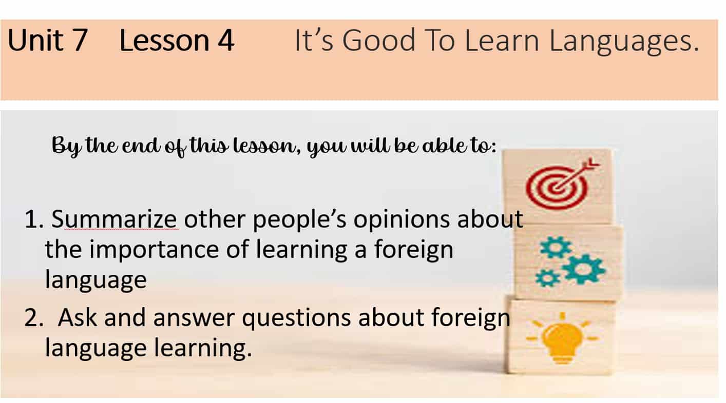 حل درس It’s Good To Learn Languages اللغة الإنجليزية الصف الثامن - بوربوينت