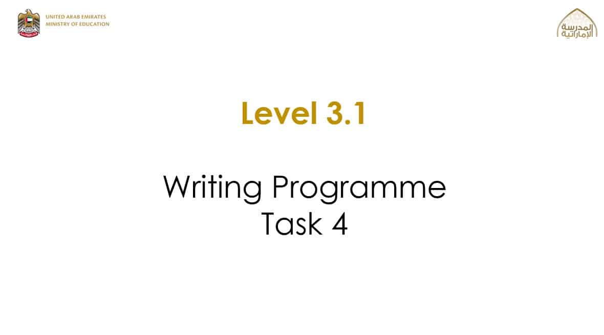 Writing Programme Task 4 اللغة الإنجليزية الصف الخامس - بوربوينت