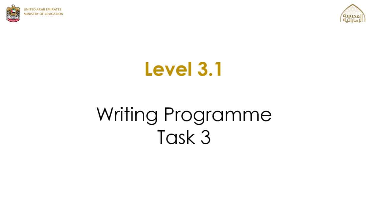 Writing Programme Task 3 اللغة الإنجليزية الصف الخامس - بوربوينت