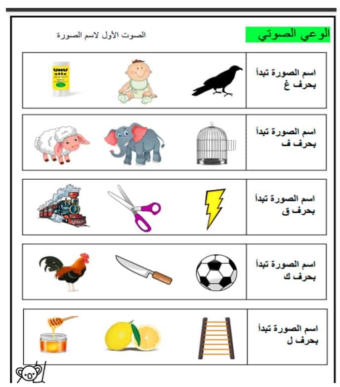 أوراق عمل متنوعة اللغة العربية الصف الأول - بوربوينت 