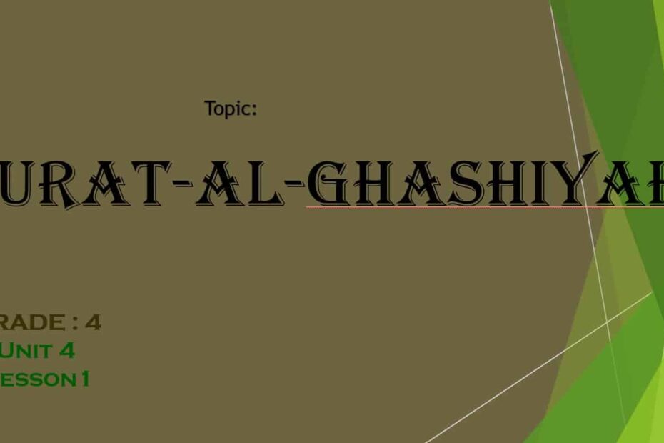 حل درس Surat-Al-Ghashiyah لغير الناطقين باللغة العربية التربية الإسلامية الصف الرابع - بوربوينت