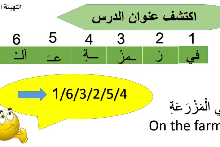 مفردات درس في المزرعة لغير الناطقين بها اللغة العربية الصف الثالث - بوربوينت