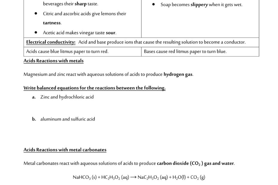ملخص وأوراق عمل Section 1 Introduction to Acids and Bases الكيمياء الصف الثاني عشر