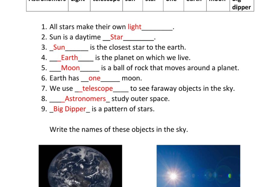 حل درس Objects in the sky العلوم المتكاملة الصف الأول