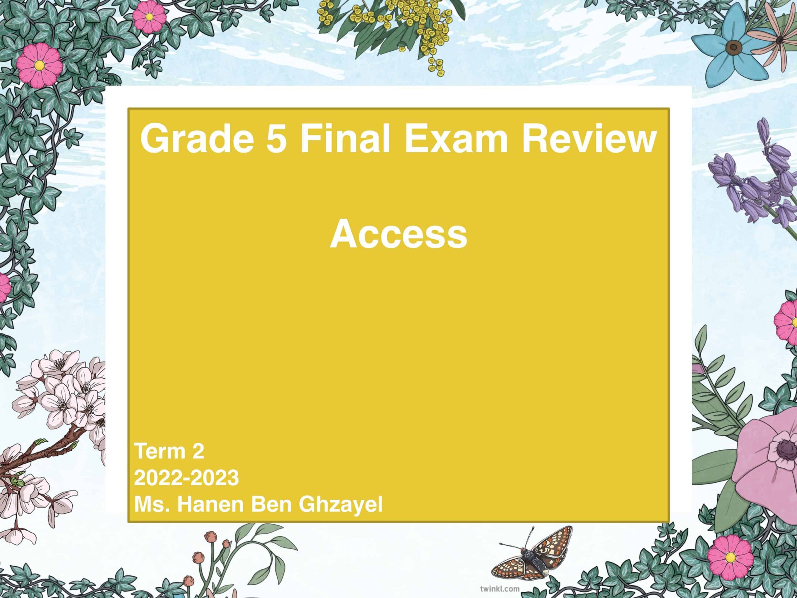 حل أوراق عمل Final Exam Review اللغة الإنجليزية الصف الخامس Access
