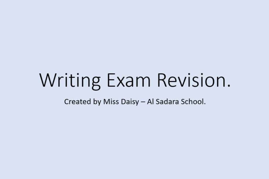 مراجعة Writing Exam Revision اللغة الإنجليزية الصف الخامس - بوربوينت