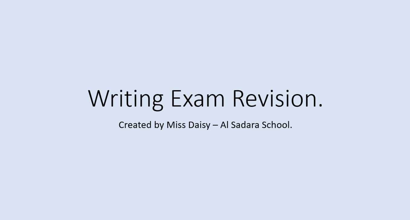 مراجعة Writing Exam Revision اللغة الإنجليزية الصف الخامس - بوربوينت 