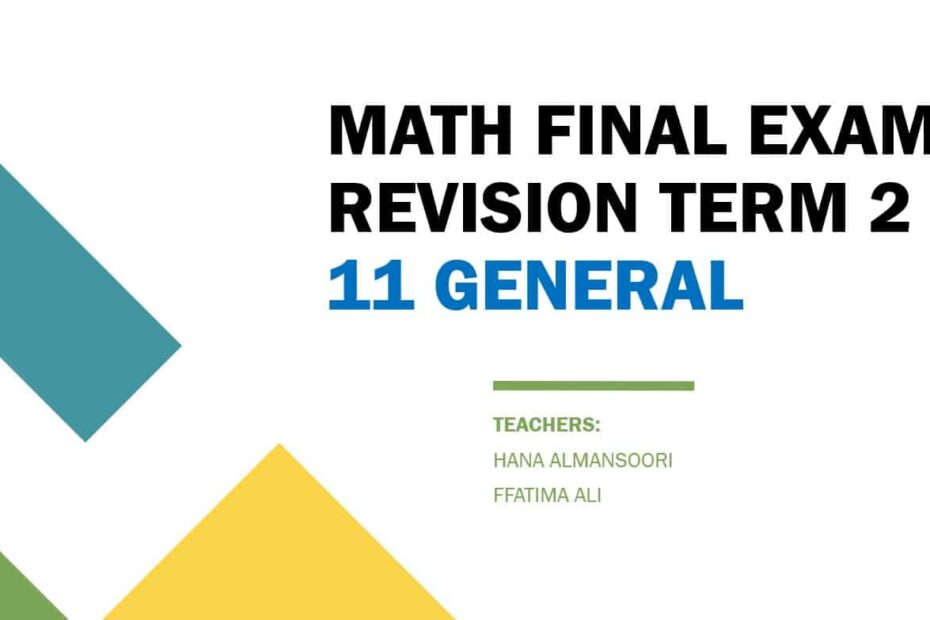 مراجعة FINAL EXAM REVISION الرياضيات المتكاملة الصف الحادي عشر عام - بوربوينت