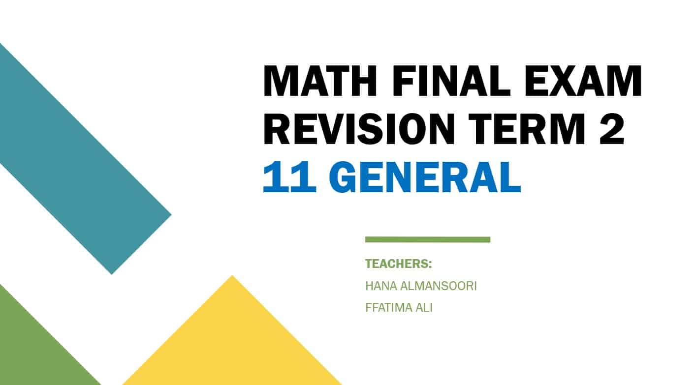 مراجعة FINAL EXAM REVISION الرياضيات المتكاملة الصف الحادي عشر عام - بوربوينت 