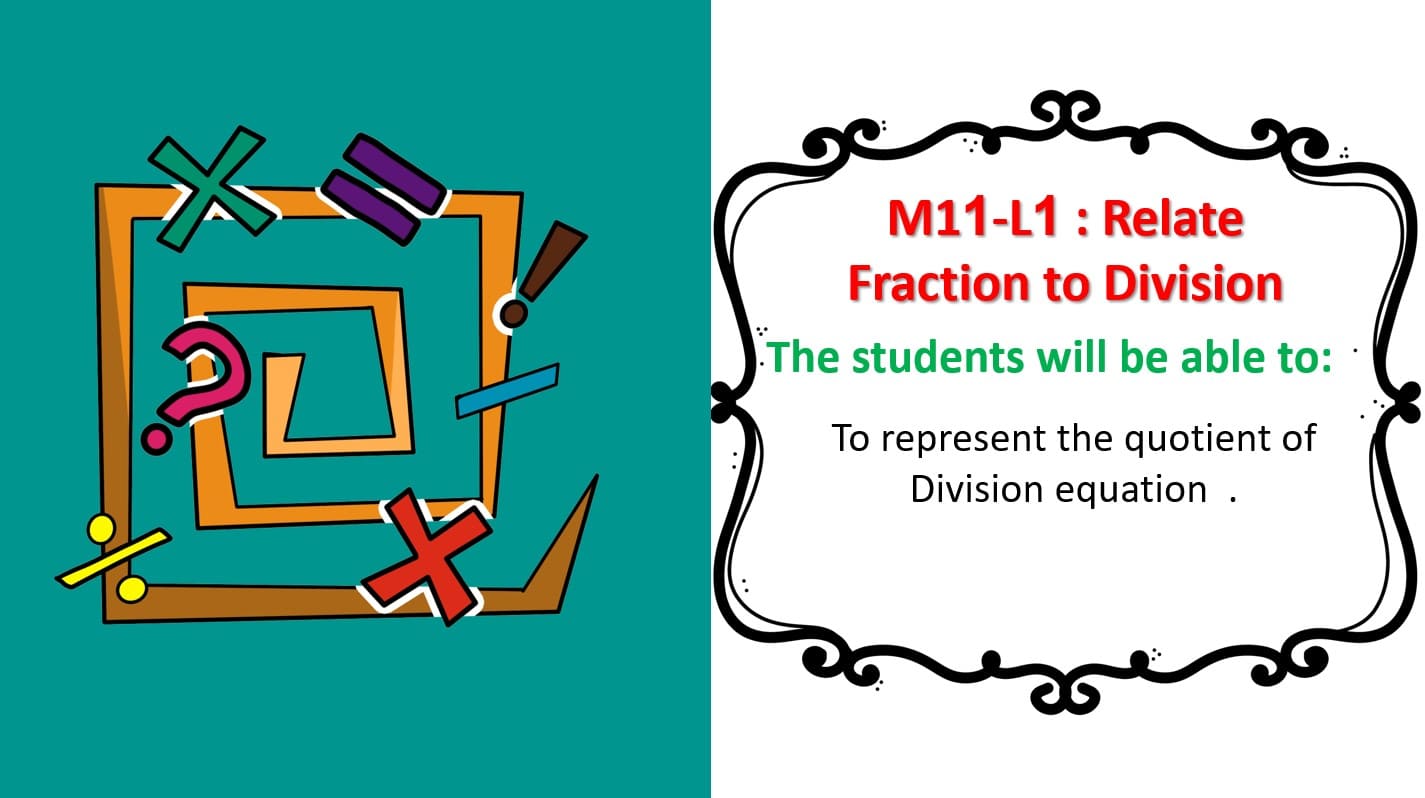 درس Relate Fraction to Division الرياضيات المتكاملة الصف الخامس - بوربوينت