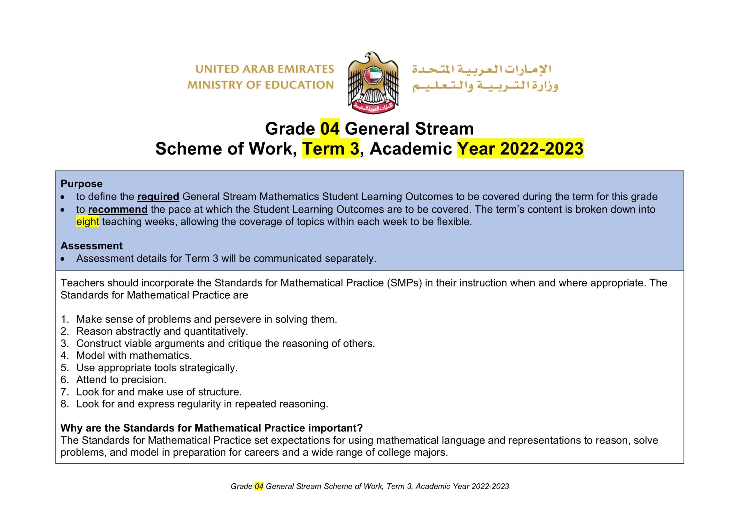 الخطة الفصلية الرياضيات المتكاملة الصف الرابع عام الفصل الدراسي الثالث 2022-2023