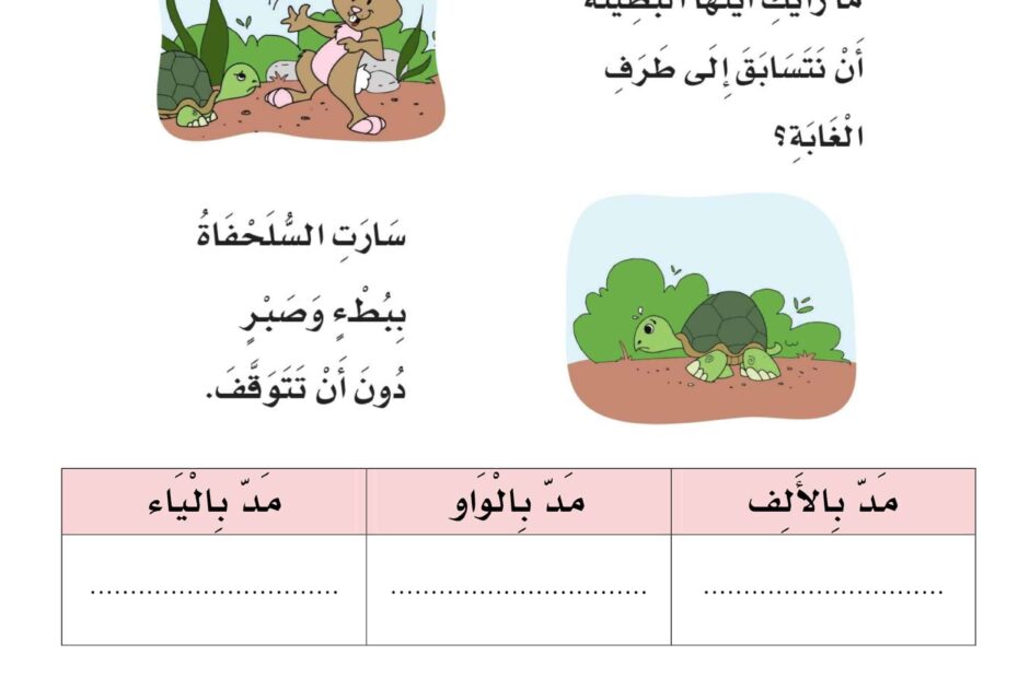 أوراق عمل السباق اللغة العربية الصف الأول