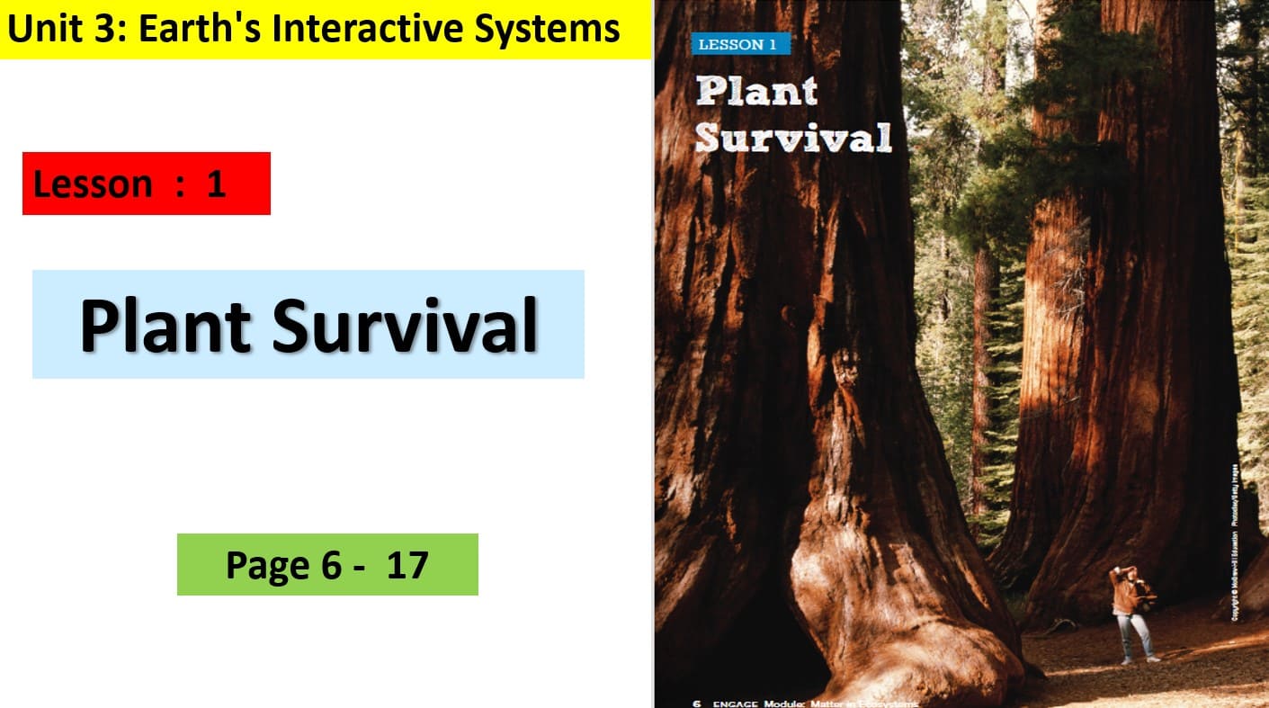 حل درس Plant Survival العلوم المتكاملة الصف الخامس - بوربوينت 