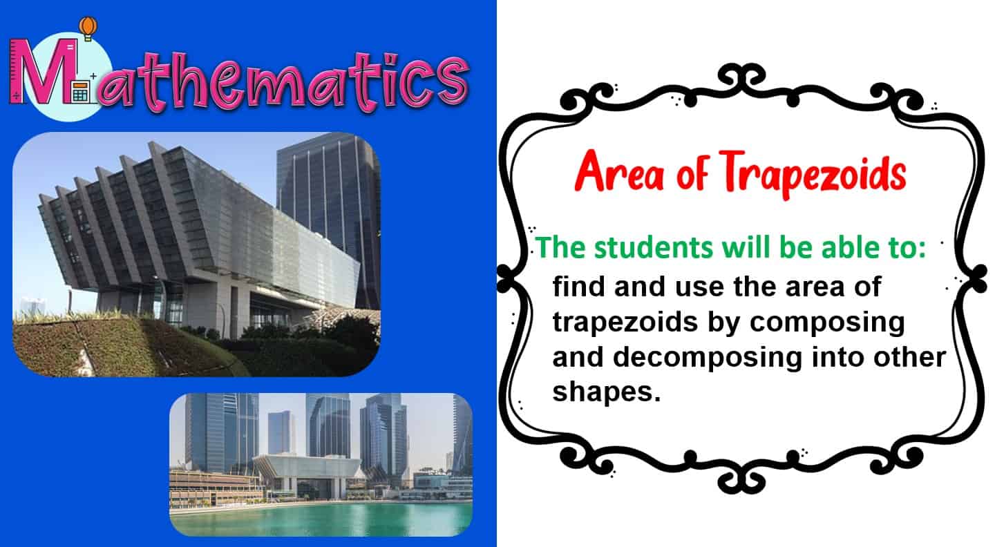 حل درس area of trapezoids الرياضيات المتكاملة الصف السادس - بوربوينت 