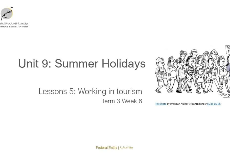 حل درس Working in tourism اللغة الإنجليزية الصف التاسع عام - بوربوينت