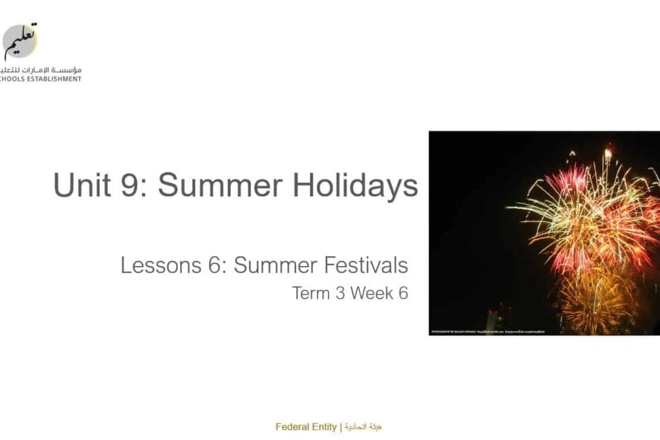 حل درس Summer Festivals اللغة الإنجليزية الصف التاسع عام - بوربوينت