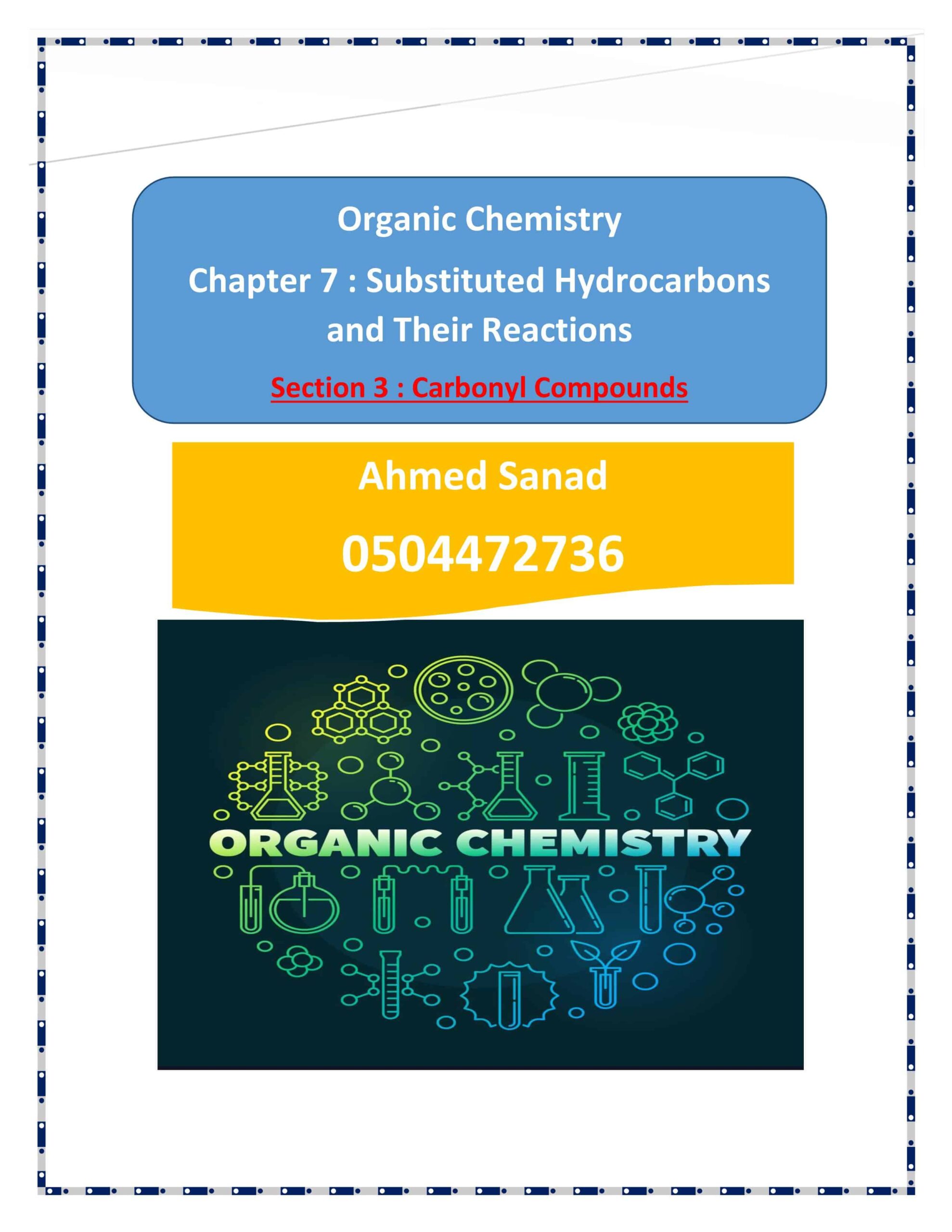 ملخص وأوراق عمل Carbonyl Compounds الكيمياء الصف الثاني عشر متقدم