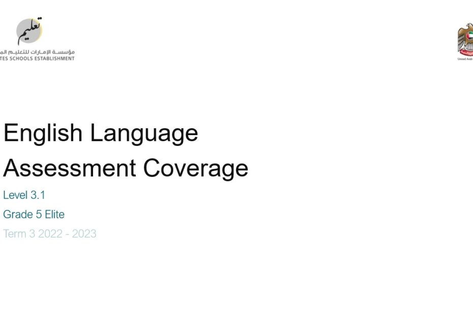 Coverage grammar & functional language Level 3.2 اللغة الإنجليزية الصف الخامس Elite - بوربوينت