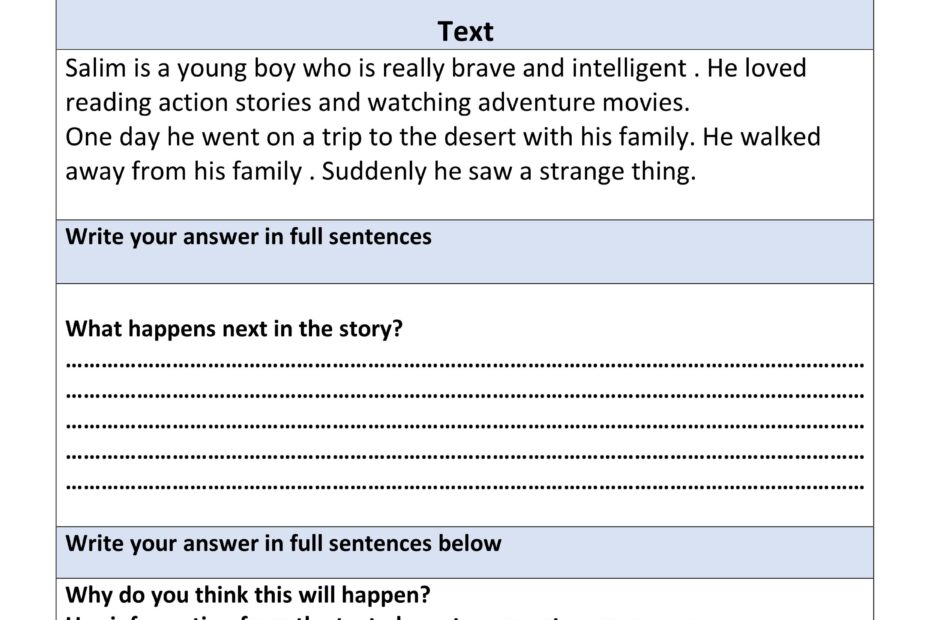 أوراق عمل Writing Test اللغة الإنجليزية الصف الخامس