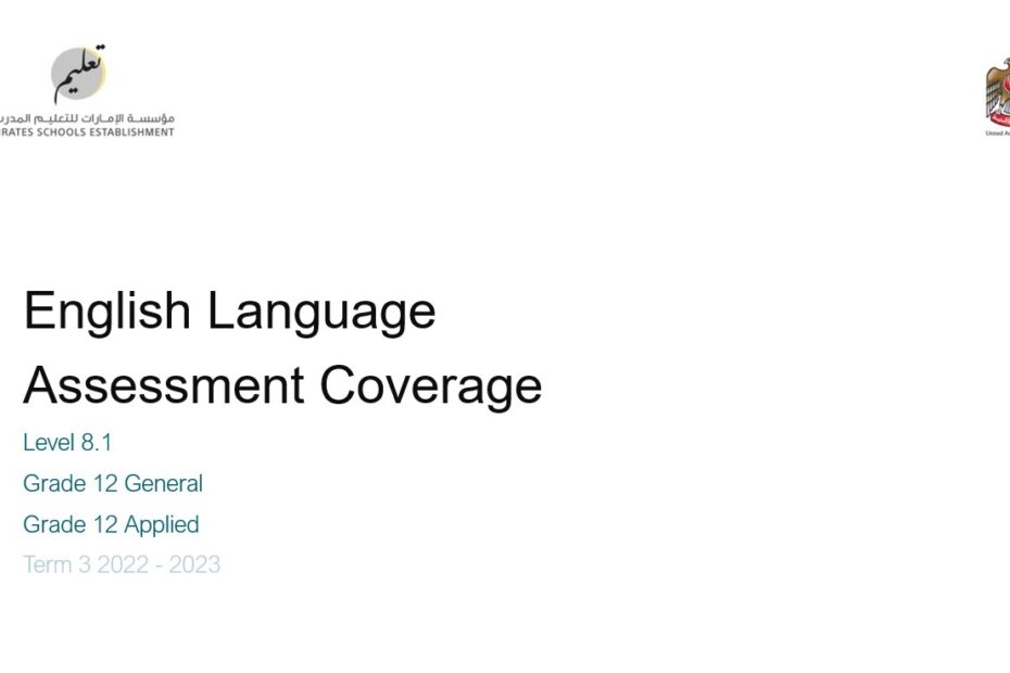 Coverage grammar & functional language Level 8.1 اللغة الإنجليزية الصف الثاني عشر General & Applied - بوربوينت