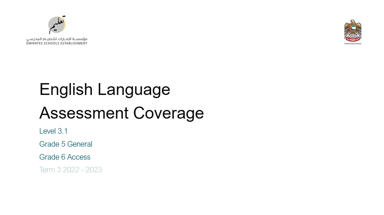 Coverage grammar & functional language Level 3.1 اللغة الإنجليزية الصف الخامس عام والصف السادس Access - بوربوينت 