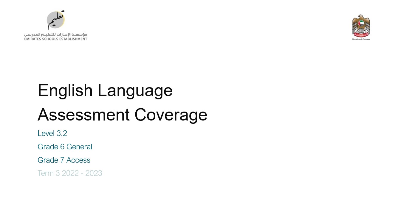 Coverage grammar & functional language Level 3.2 اللغة الإنجليزية الصف السادس General والصف السابع Access - بوربوينت