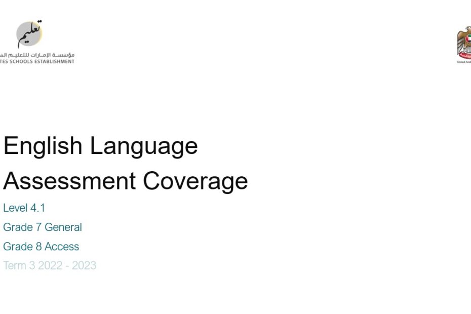 Coverage grammar & functional language Level 4.1 اللغة الإنجليزية الصف السابع General والثامن Access - بوربوينت