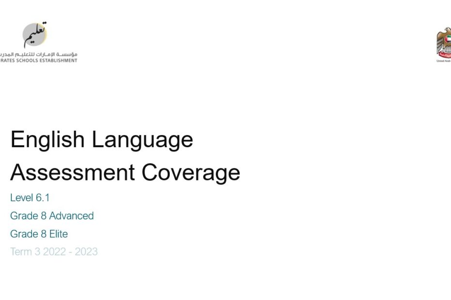 Coverage grammar & functional language Level 6.1 اللغة الإنجليزية الصف الثامن Advanced & Elite - بوربوينت