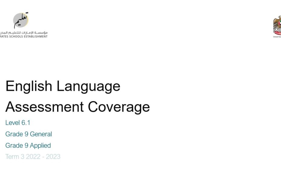 Coverage grammar & functional language Level 6.1 اللغة الإنجليزية الصف التاسع Applied & General - بوربوينت