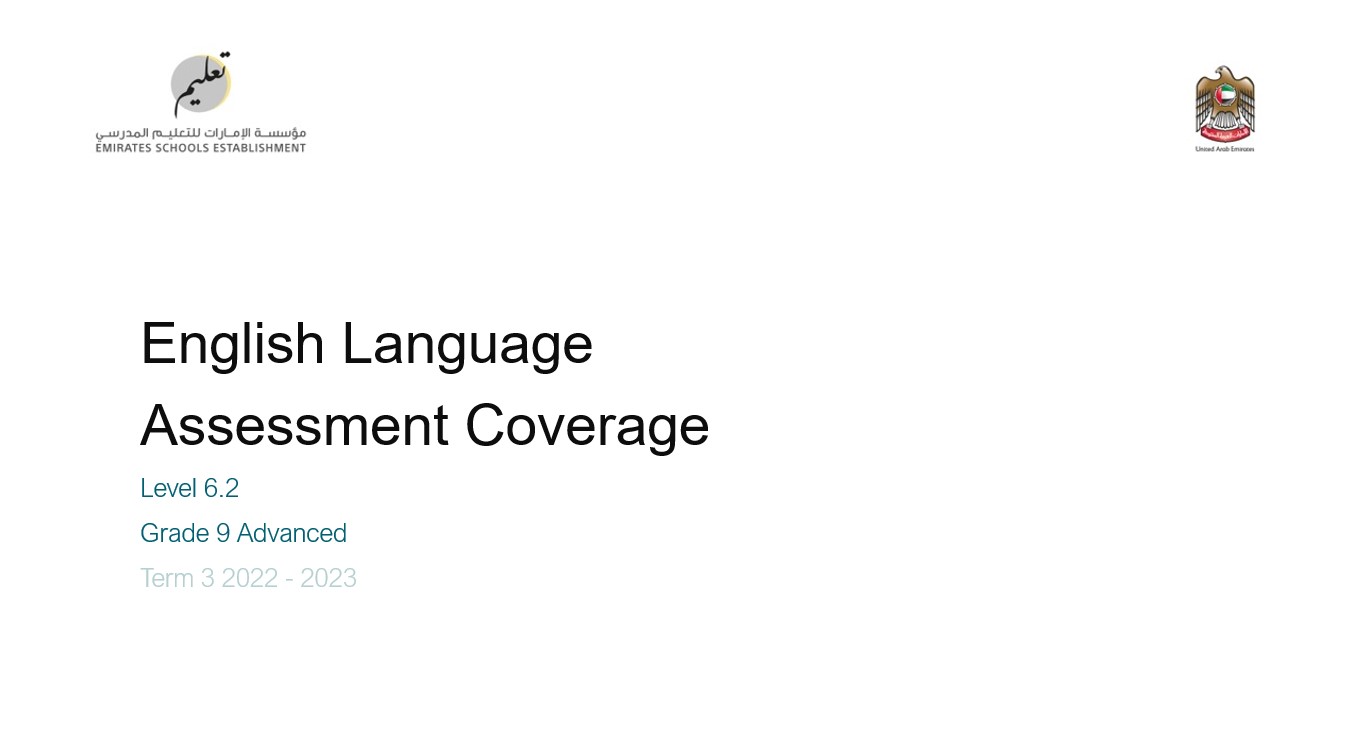 Coverage grammar & functional language Level 6.2 اللغة الإنجليزية الصف التاسع Advanced - بوربوينت 