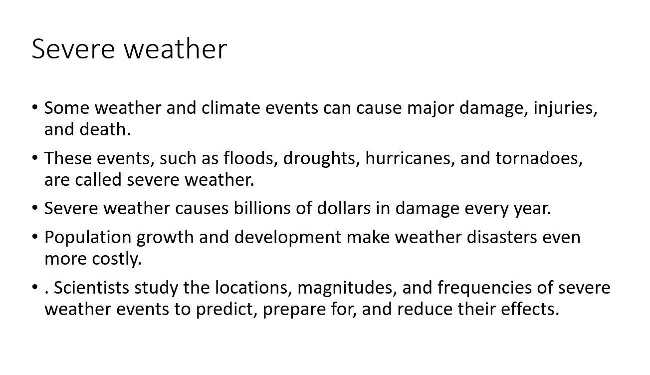 درس Severe weather risk rewed العلوم المتكاملة الصف السادس - بوربوينت 