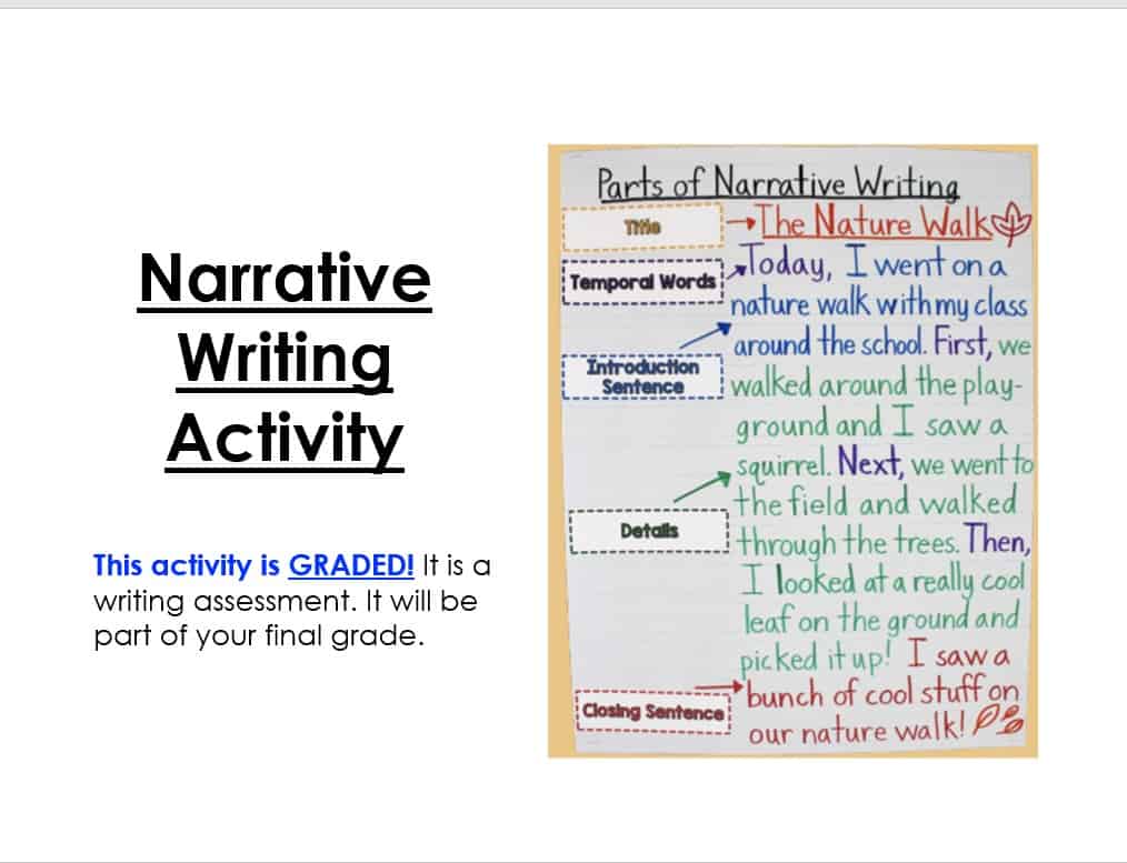 تدريبات Narrative Writing Activity اللغة الإنجليزية الصف الثامن - بوربوينت 