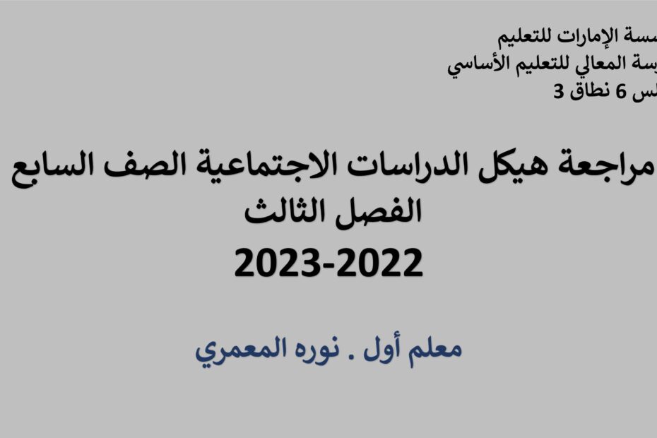 مراجعة هيكل امتحان الدراسات الإجتماعية والتربية الوطنية الصف السابع