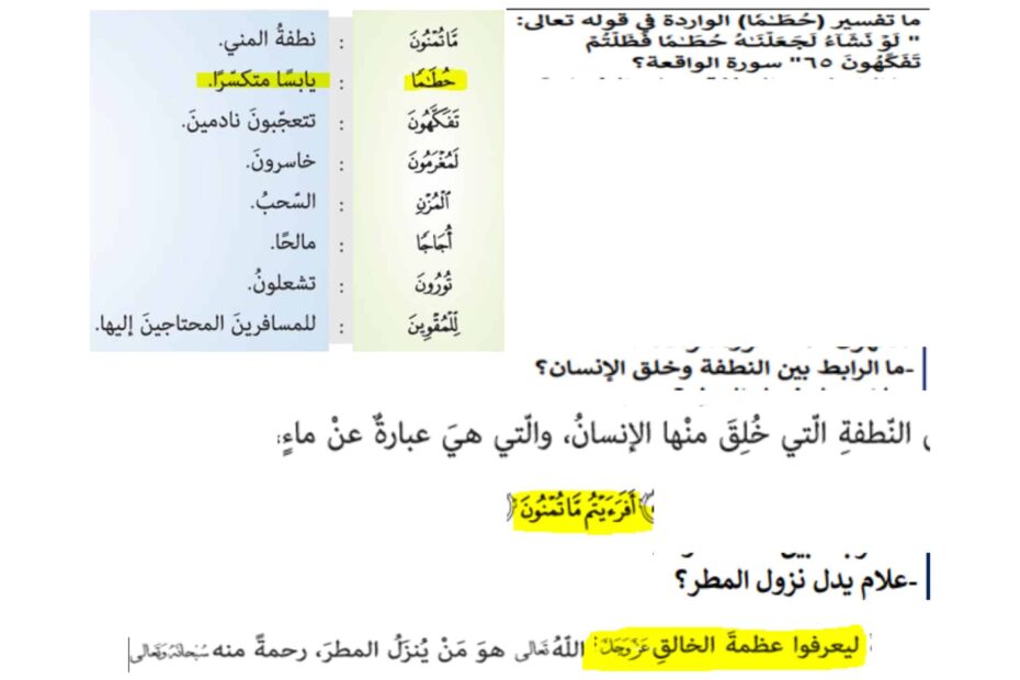 صفحات هيكل امتحان التربية الإسلامية الصف التاسع