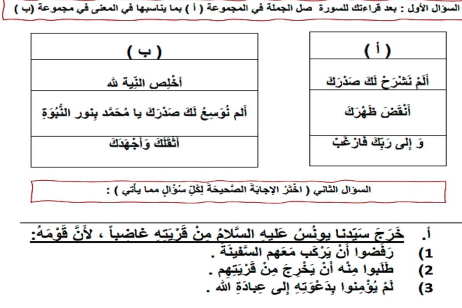 أوراق عمل مراجعة التربية الإسلامية الصف الثاني
