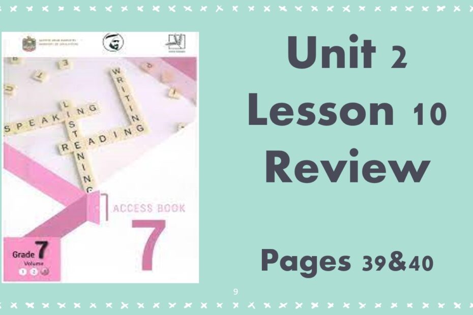 حل درس Lesson 10 Review اللغة الإنجليزية الصف السابع - بوربوينت