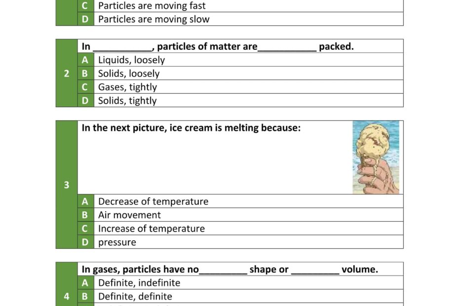 ورقة عمل Solids liquids and gas العلوم المتكاملة الصف الخامس