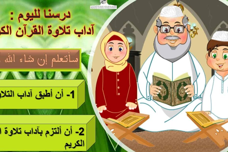 حل درس آداب تلاوة القرآن الكريم التربية الإسلامية الصف الثالث - بوربوينت