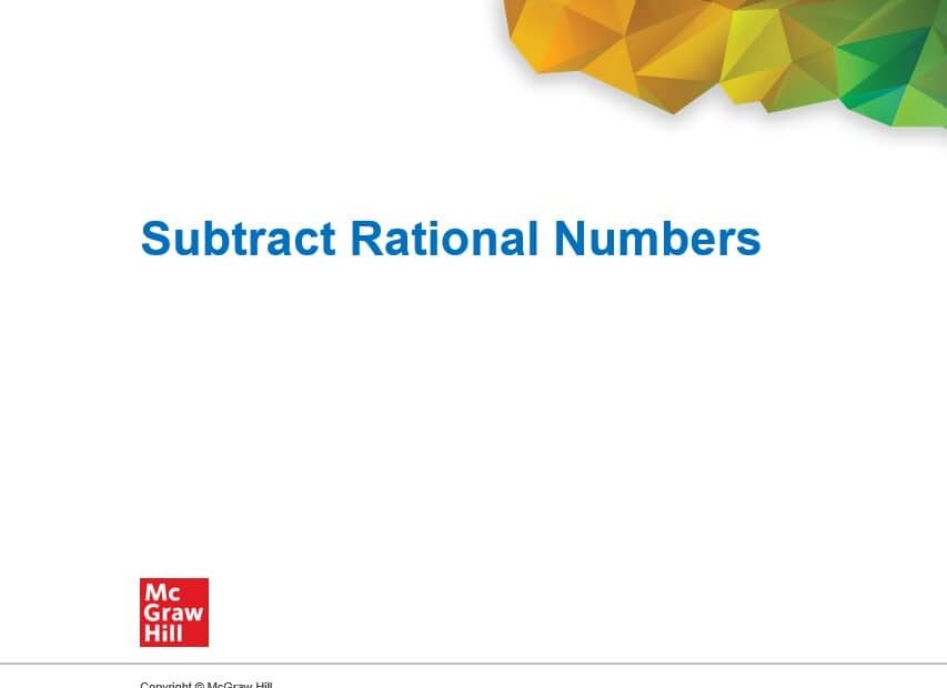 حل درس Subtract Rational Numbers الرياضيات المتكاملة الصف السابع - بوربوينت