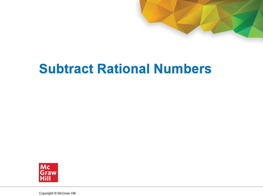 حل درس Subtract Rational Numbers الرياضيات المتكاملة الصف السابع - بوربوينت