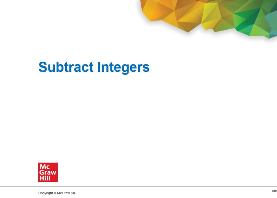 حل درس Subtract Integers الرياضيات المتكاملة الصف السابع - بوربوينت