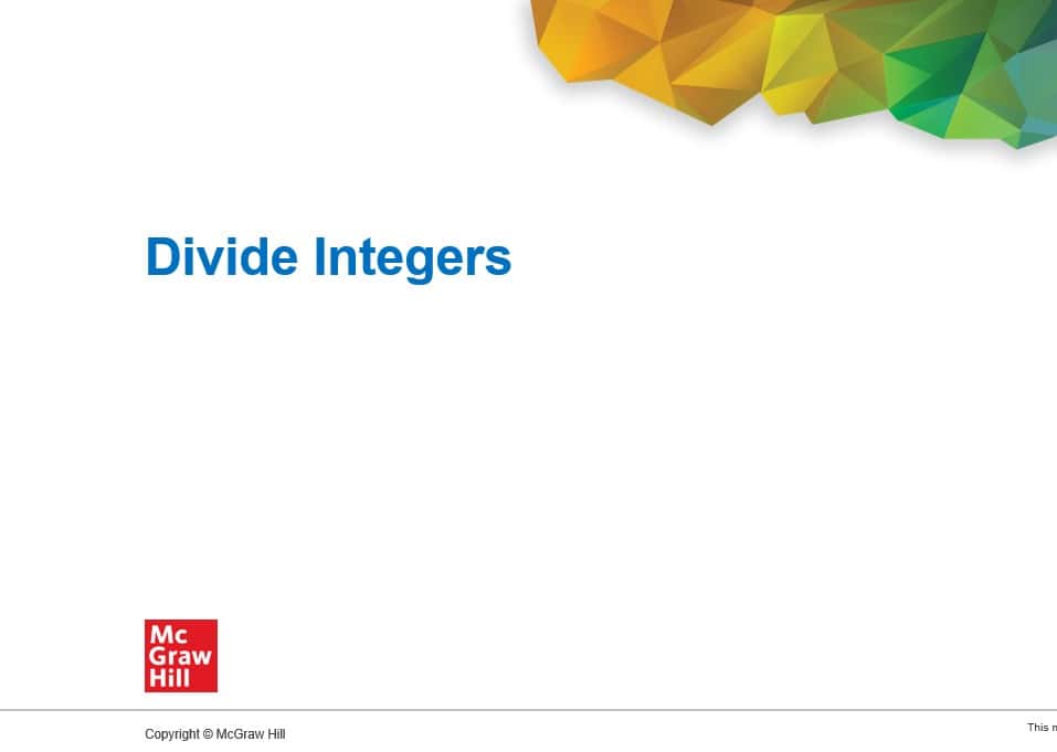 حل درس Divide Integers الرياضيات المتكاملة الصف السابع - بوربوينت