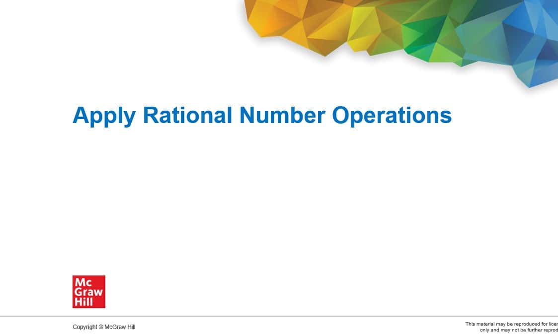 حل درس Apply Rational Number Operations الرياضيات المتكاملة الصف السابع - بوربوينت