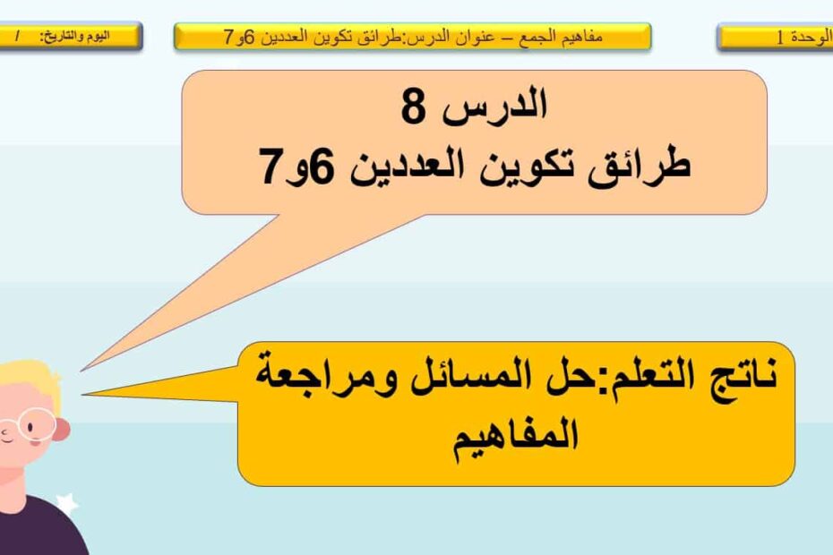 حل درس طرائق تكوين العددين 6 و 7 الرياضيات المتكاملة الصف الأول - بوربوينت