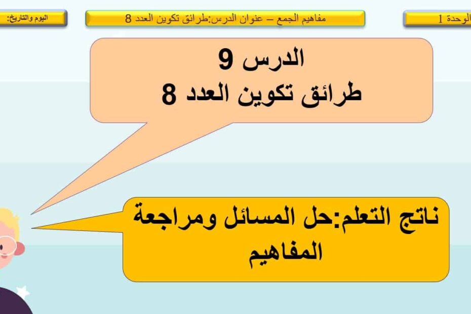 حل درس طرائق تكوين العدد 8 الرياضيات المتكاملة الصف الأول - بوربوينت