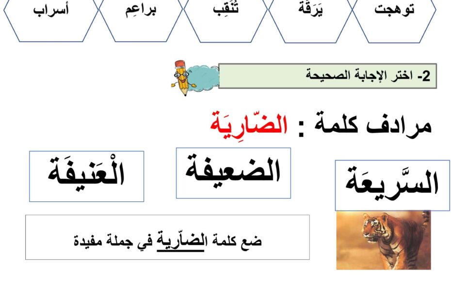 ورقة عمل مفردات عالم الحشرات اللغة العربية الصف الثالث