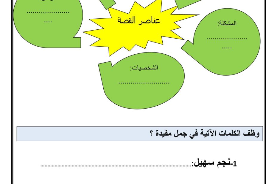 ورقة عمل من الأرض إلى السماء اللغة العربية الصف الخامس